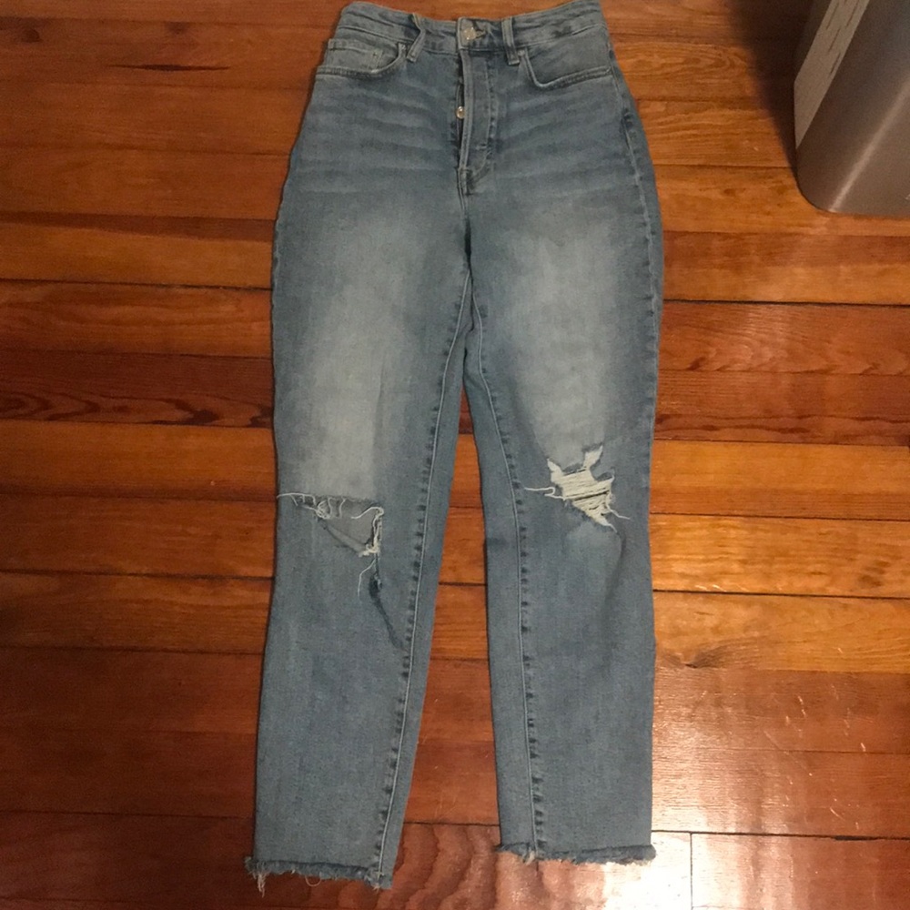High-waisted H&M ripped mom jeans
